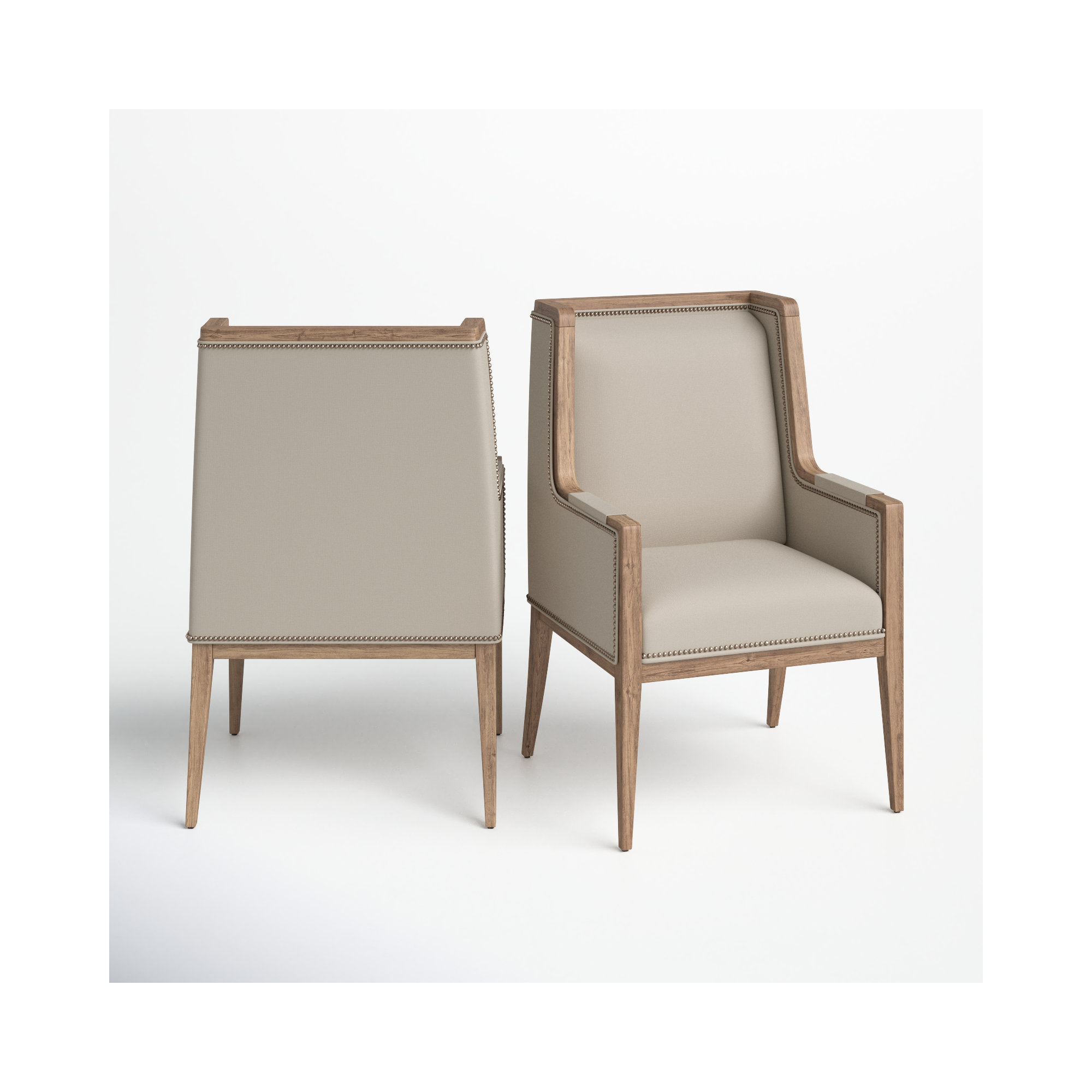 Ayla Upholstered Arm Chair in Light Oak/Oatmeal