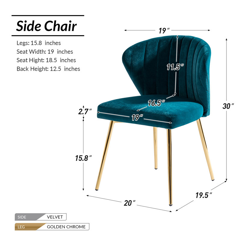 Leona Modern Tufted Velvet Wingback Dining Chair, Teal Velvet