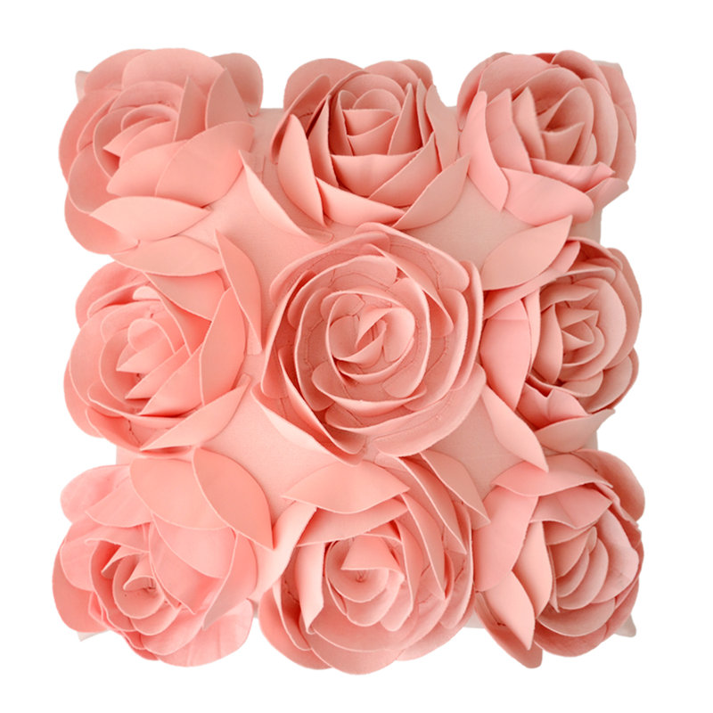  Housse de coussin en suède appliquée, Rose pêche