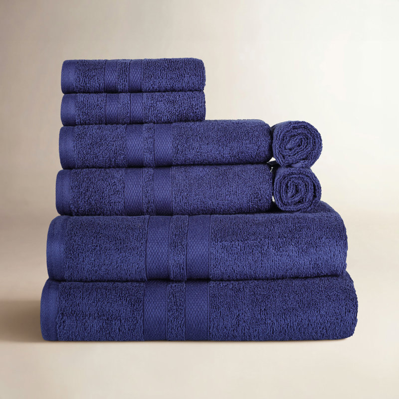 Winthrop Ultra Soft Quick-Drying 8-Piece Cotton Towel Set, Navy Blue