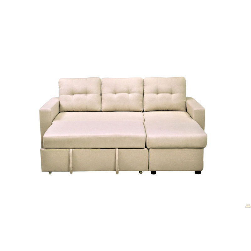 Canapé-lit modulaire convertible en L convertible, meubles d'appoint élégants, canapé-lit escamotable, Polyester beige