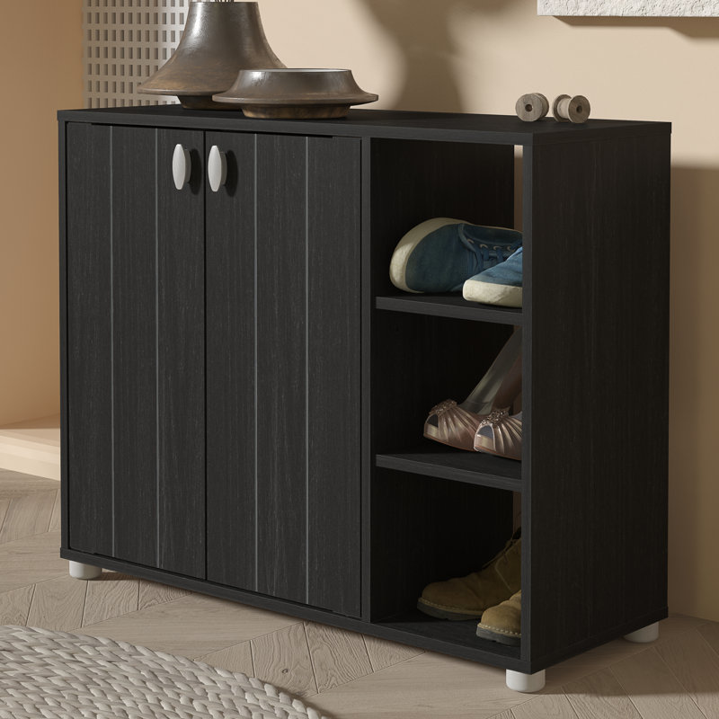 12 Pair Shoe Storage Cabinet, Rustick Black Oak