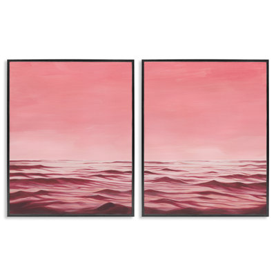 «Pink Calm Seascape», ensemble de 2 giclées encadrées par Grace Popp