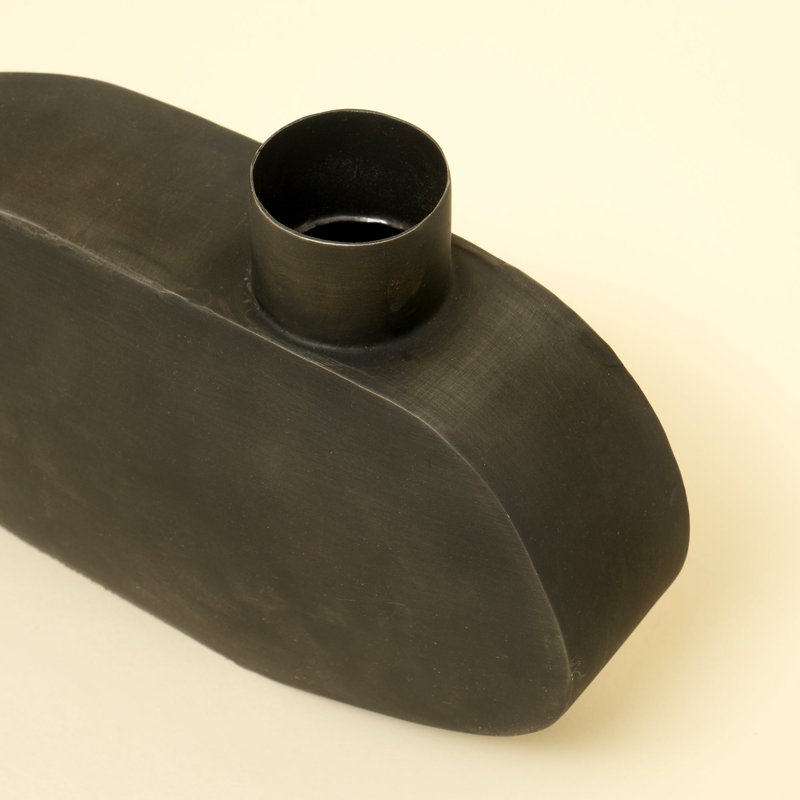 Steel Floor Vase, Black, overall height- 13"