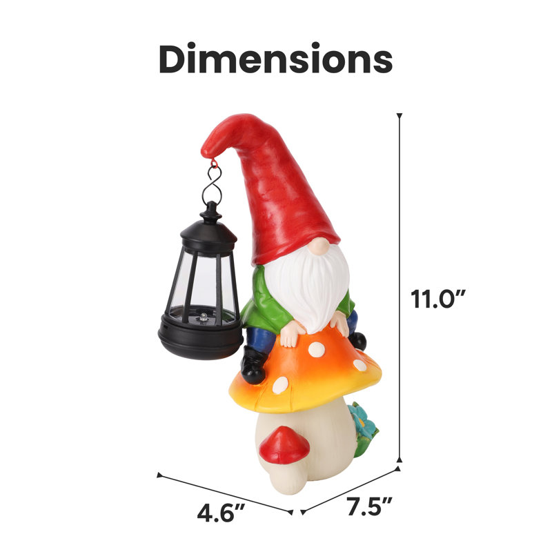 Pip Mushcap Solar Gnome Statue With Lantern LED Light