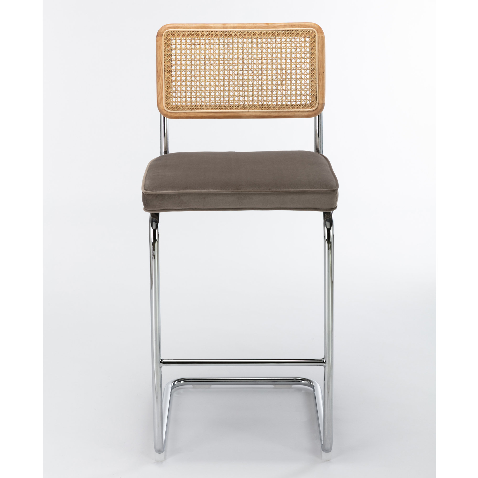 Walsh Velvet Bar & Counter Stool, Platinum, Bar Stool (29” Seat Height)