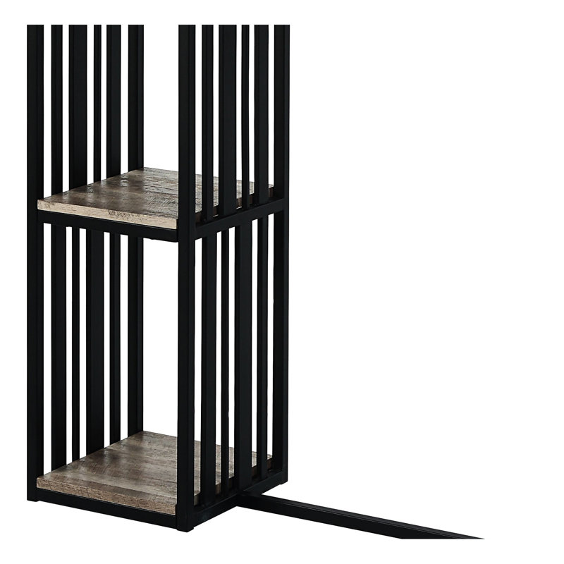 Table rectangulaire à hauteur de comptoir industrielle - 2 tablettes, chêne, travail noir sablé avec tablettes chêne et finition