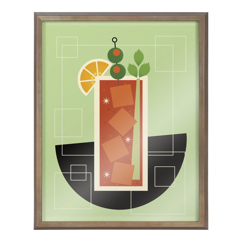 Art mural en verre encadré "Bloody Mary" par Amber, Doré