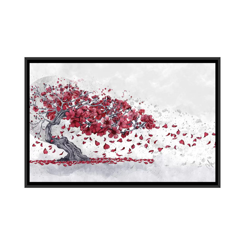Fleur de cerisier - impression sur toile tendue, H 40 po x l 60 po x 1,5 po, Toile avec cadre noir