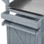 Îlot de cuisine en bois massif d'extérieur durable avec plateau en acier inoxydable, tablette surélevée et plusieurs solutions de rangement-125823425