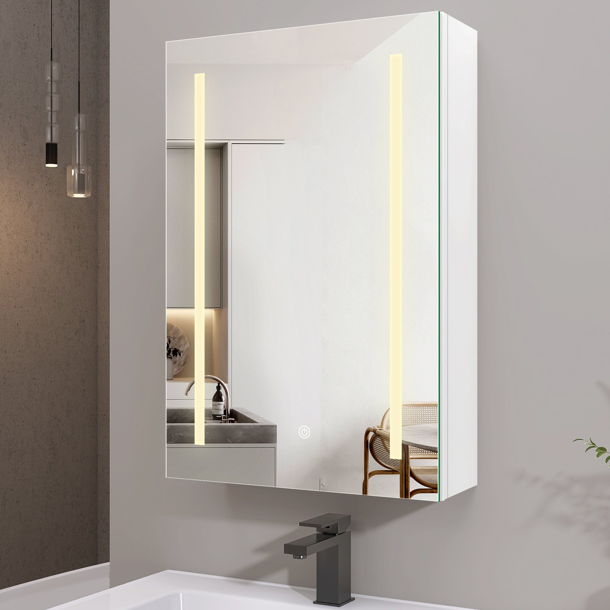 Ebern Designs Armoire à pharmacie sans cadre avec miroir et 2 tablettes