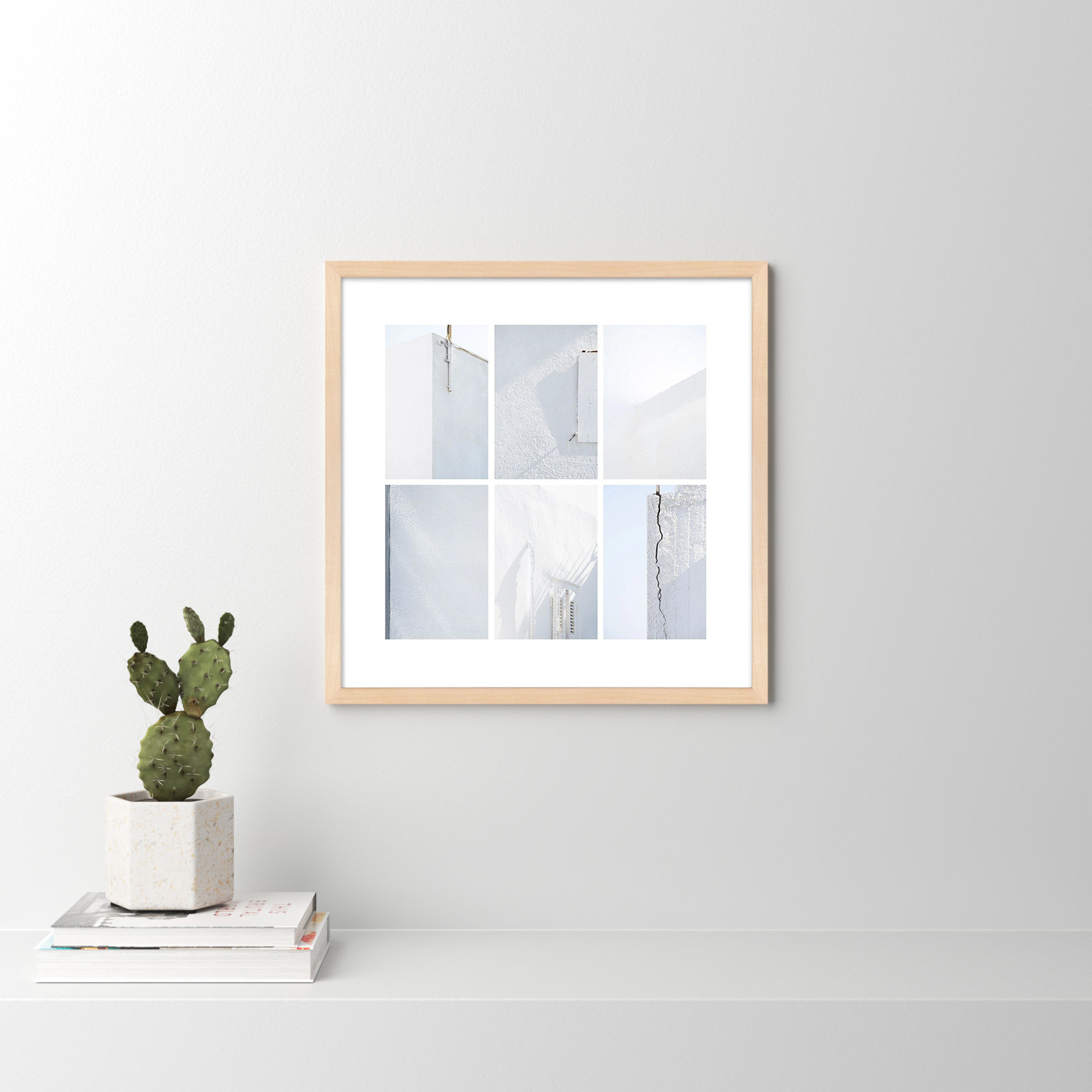 Lowell "White Fragments from Greece 1" Print, Maple, 24" H x 24" W x 1.25" D