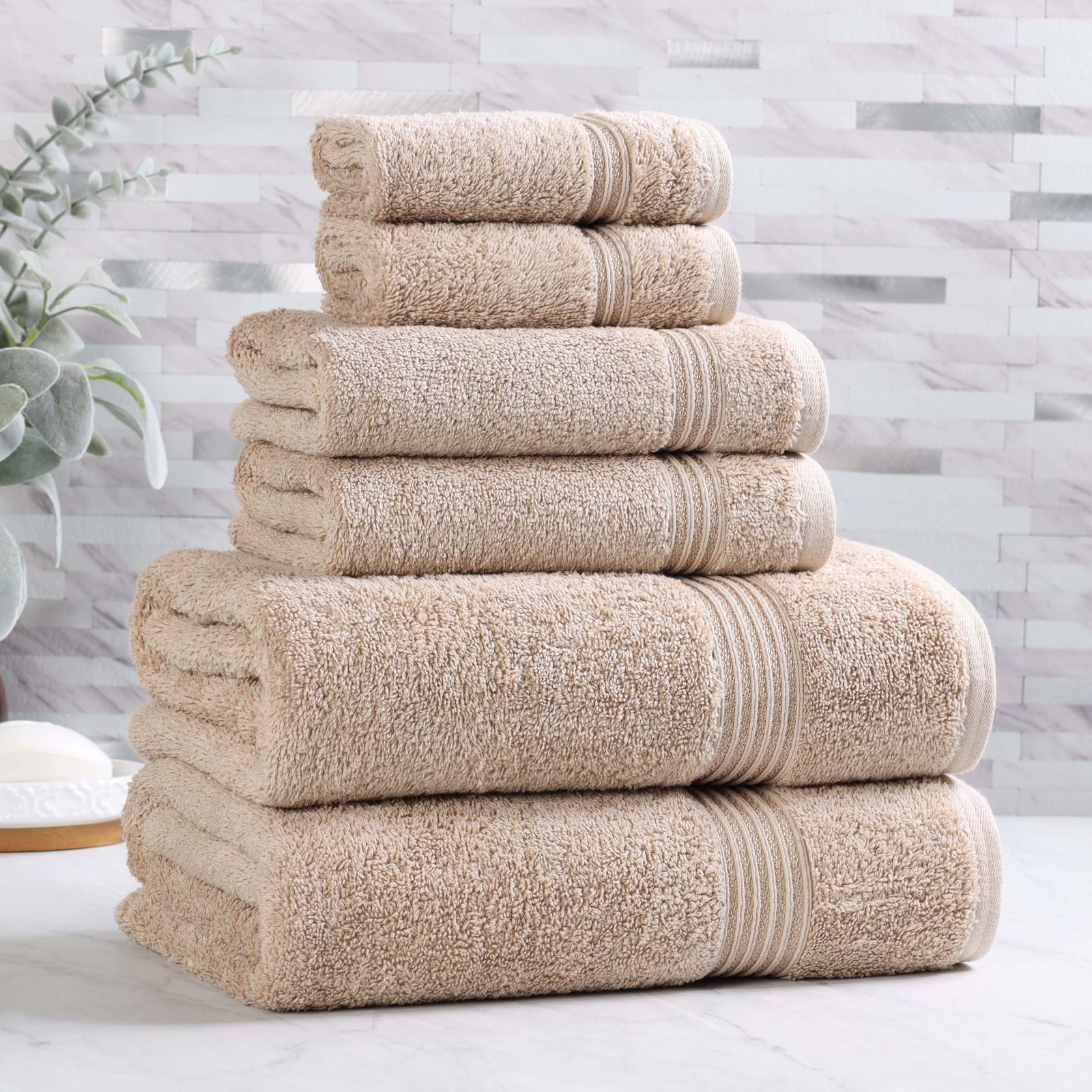 Oleg 6-Piece Egyptian Cotton Towel Set, Taupe