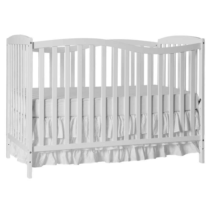 White Pinewood 5-in-1 Convertible Sleigh Crib