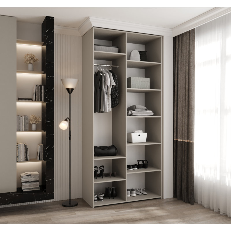 Wardrobe Moko 4, White Matt/Gold, 245,5cm H x 110cm W x 50cm D