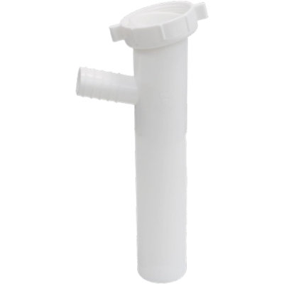 1-1/2" x 8" White Branch Tailpiece w/ 1/2" Slip Joint for Sink Drain