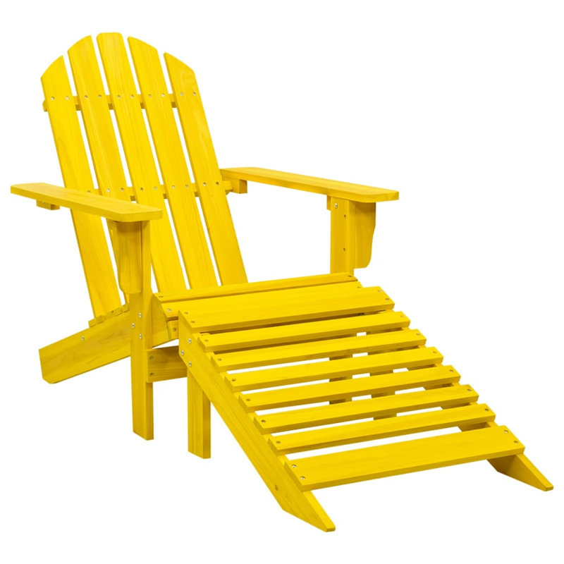 Wakarusa Adirondack Chair Patio Adirondack Chair with Ottoman Solid Wood Fir, Yellow