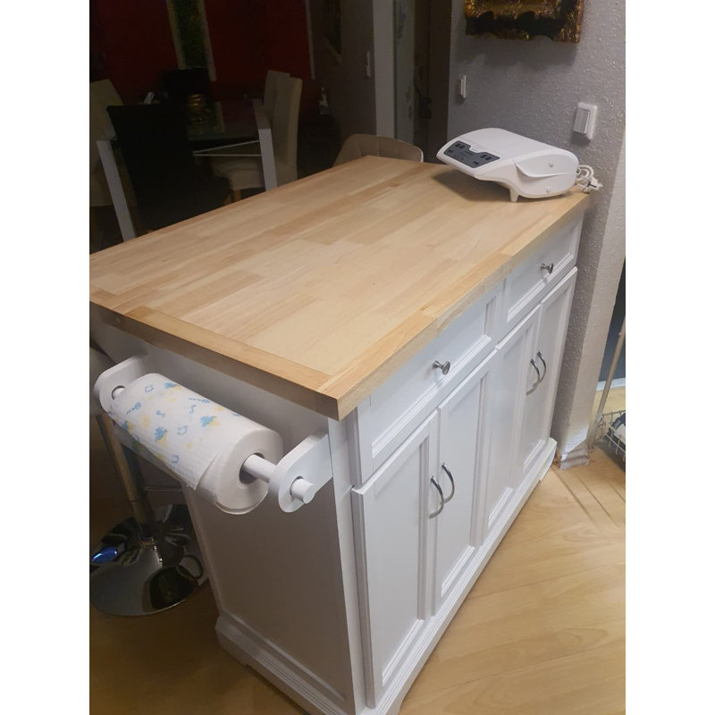 Lockaby Kitchen Island, White, Manufactured Wood