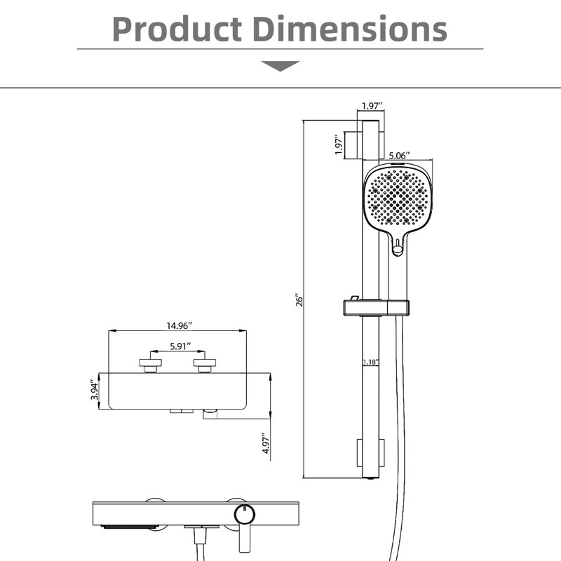 Modern Dual-Function Bath Tap Set,Includes a 3-function Hand Shower,Wall Mounted Rainfall Shower Fixtures with Piano Keys