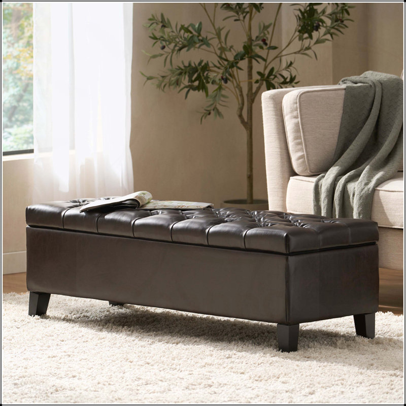 Banc repose-pieds avec rangement, polyuréthane brun foncé, Marron foncé
