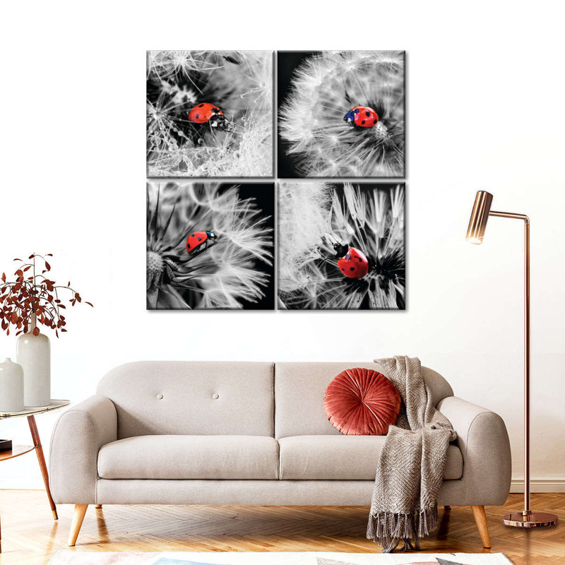 «Dandelions And Lady Bugs Pop», reproduction sur toile, H 18 po x l 18 po x P 1 po