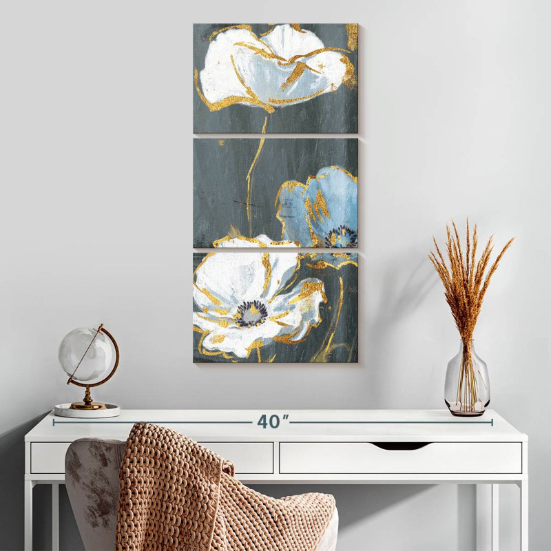 Three Flower Accents, 32" H x 15" W
