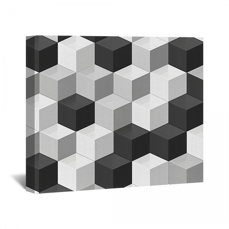 «Geometric Cubes Canvas Wrap», décoration murale abstraite, H 11 po x l 14 po