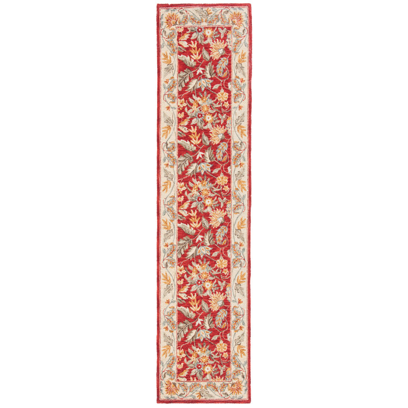 Hollander Oriental Handmade Tufted Wool Red Area Rug, Runner 2'6" x 20'