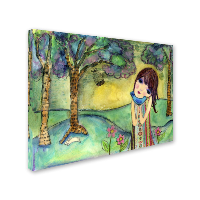 «Big Eyed Girl Free to Love» de Berkley, reproduction sur toile tendue, H 14 po x l 19 po x P 2 po