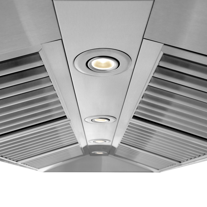 Hotte murale à conduit 48 pouces ZLINE CrownSound ™ en acier inoxydable avec haut-parleurs Bluetooth intégrés (667CRN-BT-48)