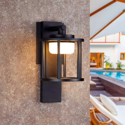 Wall Lamp With Replaceable LED Bulb, Modern Waterproof Wall Lamp For Porch, Black