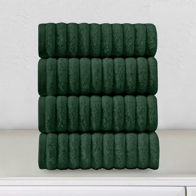 Elegant Comfort Luxury 100% Turkish Cotton Corduroy Ribbed 4 Pack Hand Towel Set 16 X 28 Inch - Absorbent, Super Soft, Quick Dry, Premium Towels For Bathroom, Gym, Spa And Hotel Use