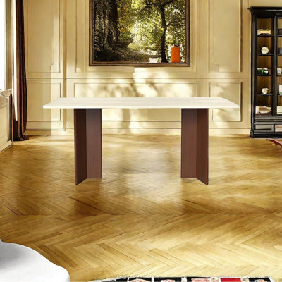 Retro rectangular sintered stone dining table
