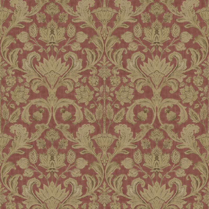 Elegance Collection Damask Sheen Finish Wallpaper Roll, Red