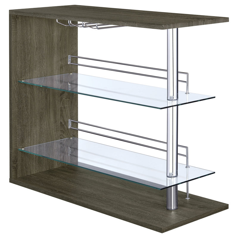 Prescott Rectangular Home Bar Table Cappuccino High Gloss, Grey, Grey