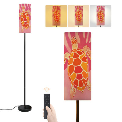 Lampe sur pied Groovy Turtle Aesthetic Summer Pink Orange Wavy Line Sun Retro Dimmable Modern