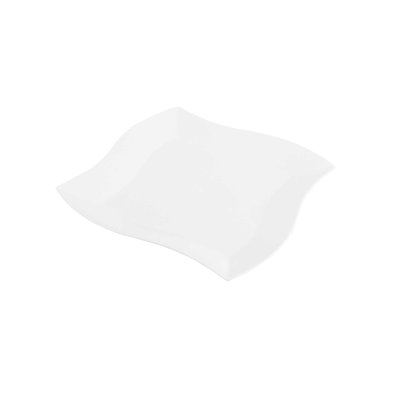 Restaurantware-9 Inch Salad Plates, 100 Large Wedding Plates - Square, Wavy Edges, Seagreen Plastic Disposable Dinner Plates, Holds Sauces And Dips, For Weddings, Birthdays, Or Special Events