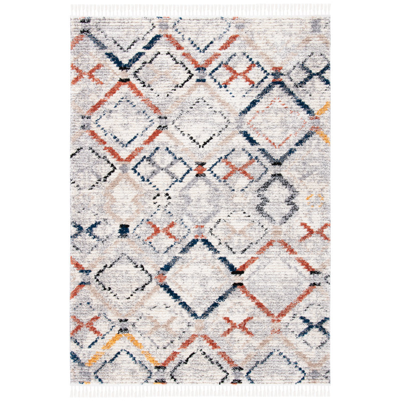 Southwestern Grey/Navy Area Rug, Rectangle 2'6" x 4'