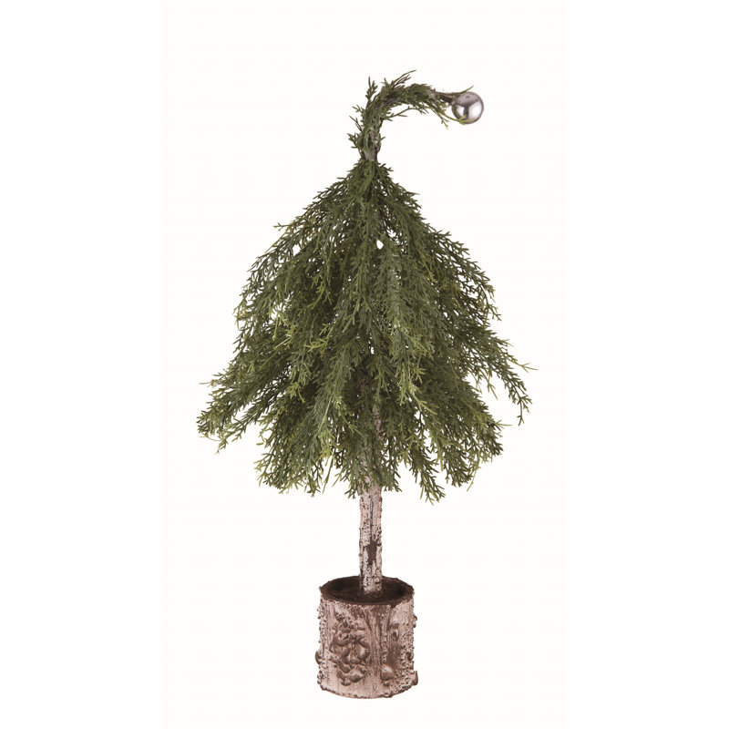  Artificial 22 in. Green Christmas Faux Pines Tree in Log