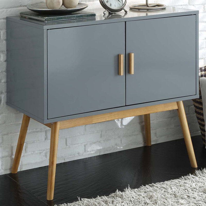 Asten Storage Console with Cabinet and Shelves, Gray