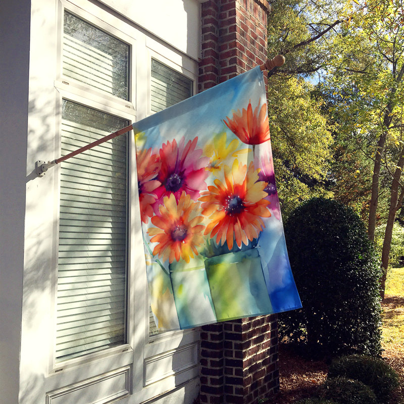 Gerbera dans un drapeau de maison aquarelle