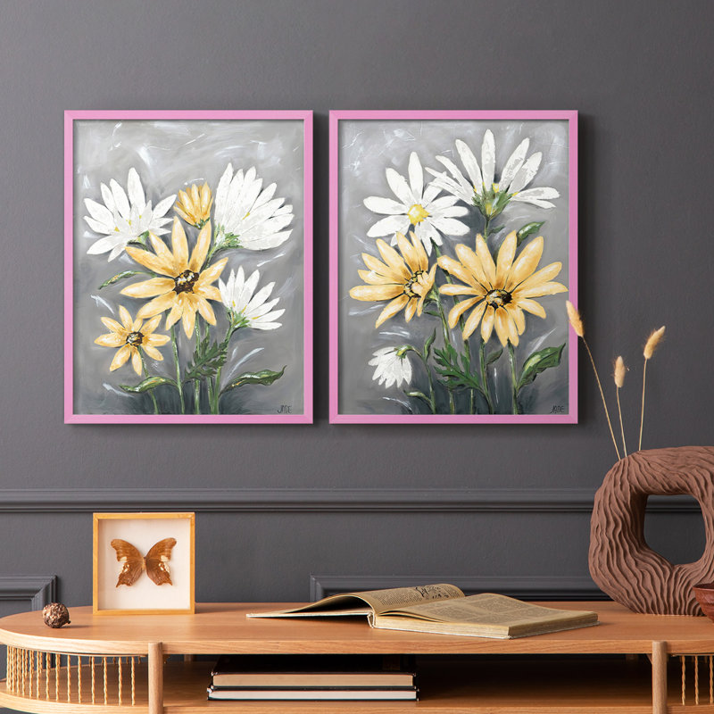 «Summer Daisies I», reproduction encadrée de qualité supérieure - prête à être accrochée - aucun clou requis - aucun clou requis