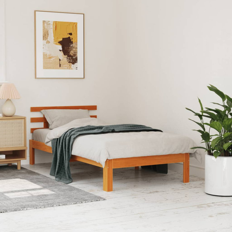 Bed Frame Solid Wood, White, European Single (90 x 200 cm)