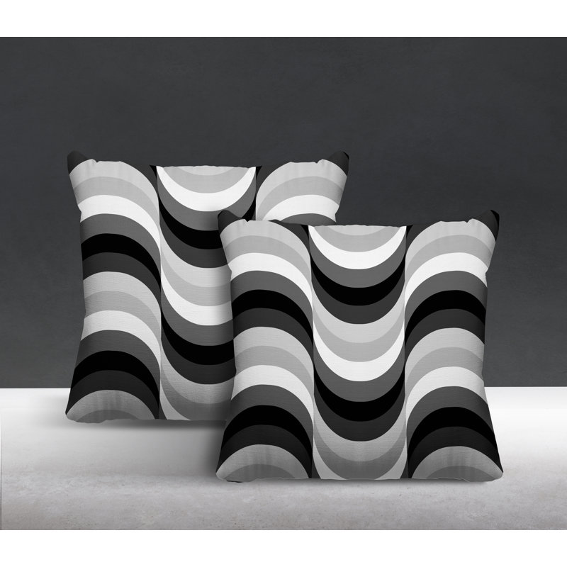 Coussin décoratif carré intérieur / extérieur Slivno, L 19 po x H 19 po, Noir