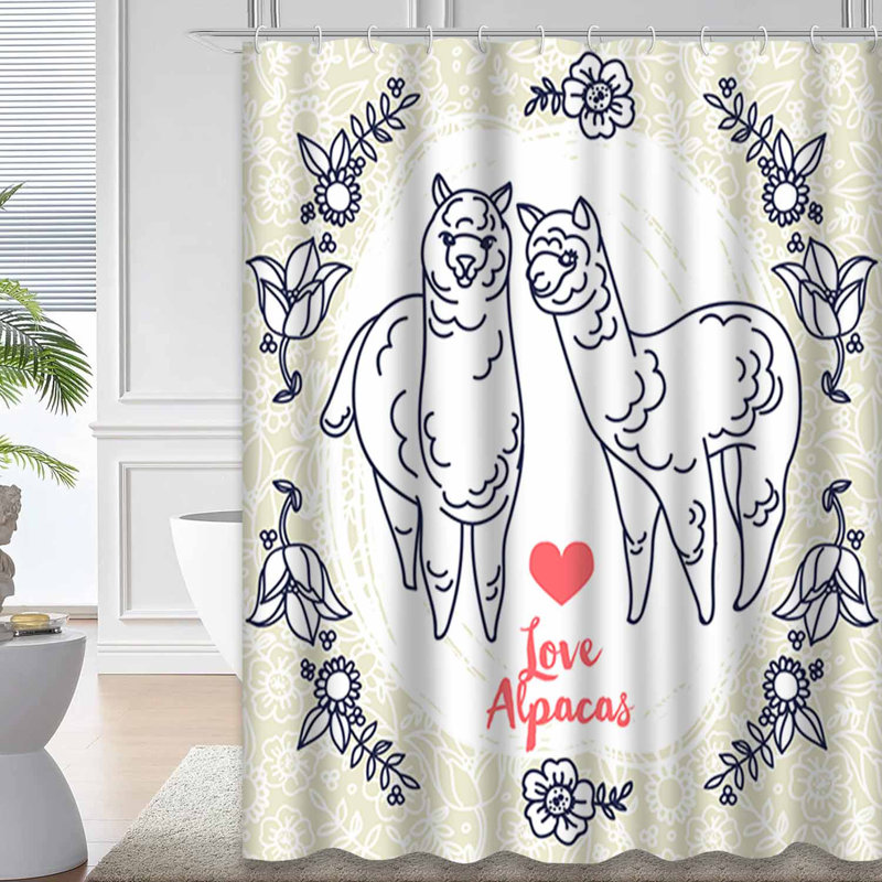 Rideau de douche imperméable avec 12 crochets AlpacaLove, 72" L x 78" W