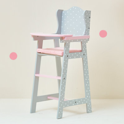 Teamson Kids Polka Dots Princess Kids Baby Dolls High Chair, Gray