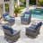 Swivel PE Wicker Rattan Outdoor Rocking Chairs Set With Side Table (4 Chairs And 2 Side Table)-1349886700
