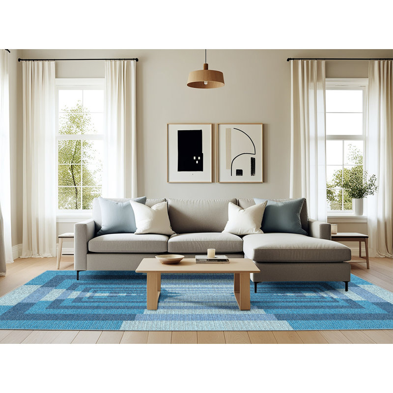 Tapis géométrique bleu, Rectangle 6 pi x 9 pi