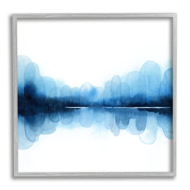 "Blue Arch", asymétrique, réflexion, formes abstraites sur blanc, art mural par Grace Popp, H 24 po x l 24 po x P 1,5 po