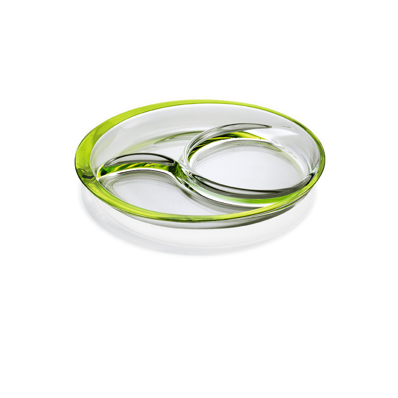 Plat de service divisé Profili, Transparent / vert